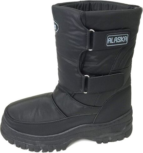 V-100 Alaska Men's Winter Boots Cold Weather Nylon Ski Warm Fur Lined Snow Shoes, Black (8 D(M) US, Black-2) in Saudi Arabia