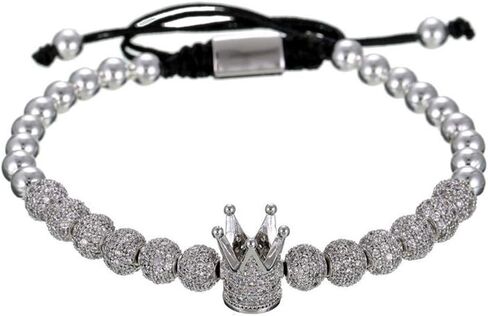 Imperial Crown King 18K Gold CZ Beads Bracelet Luxury Charm Fashion Bangle for Men Women in Saudi Arabia