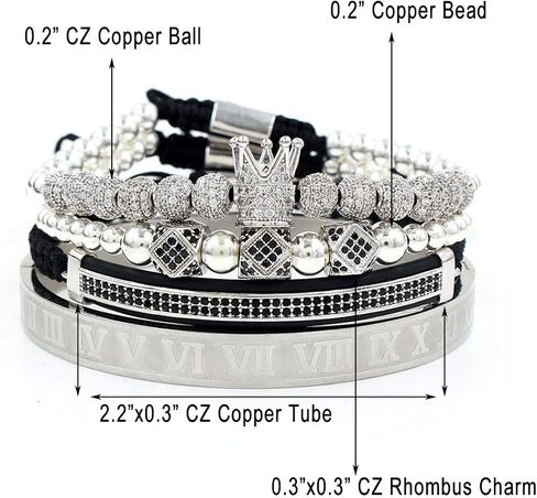 Imperial Crown King 18K Gold CZ Beads Bracelet Luxury Charm Fashion Bangle for Men Women in Saudi Arabia