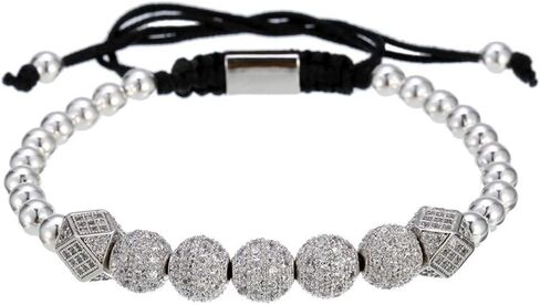 Imperial Crown King 18K Gold CZ Beads Bracelet Luxury Charm Fashion Bangle for Men Women in Saudi Arabia