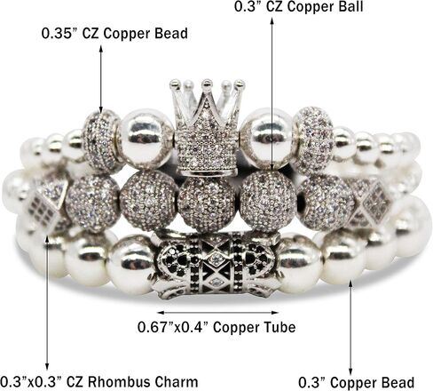 Imperial Crown King 18K Gold CZ Beads Bracelet Luxury Charm Fashion Bangle for Men Women in Saudi Arabia