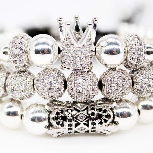 Imperial Crown King 18K Gold CZ Beads Bracelet Luxury Charm Fashion Bangle for Men Women in Saudi Arabia