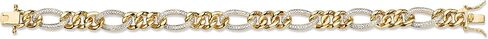 Men's 18K Yellow Gold Plated Genuine Diamond Accent Link Bracelet (8.5mm), Box Clasp, 8.5 inches in Saudi Arabia