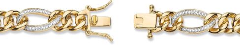 Men's 18K Yellow Gold Plated Genuine Diamond Accent Link Bracelet (8.5mm), Box Clasp, 8.5 inches in Saudi Arabia