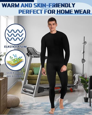 Jecery 3 Set Winter Thermal Underwear for Men Long Johns Base Layer Men Cold Weather Fleece Lined Top Bottom for Hunting Gear Sport, XX-Large Black and White in Saudi Arabia