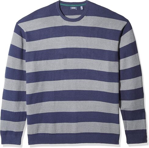 IZOD Men's Big and Tall Newport Stripe 7 Gauge Crewneck Sweater in Kuwait