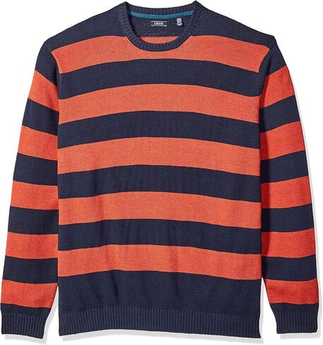 IZOD Men's Big and Tall Newport Stripe 7 Gauge Crewneck Sweater in Kuwait