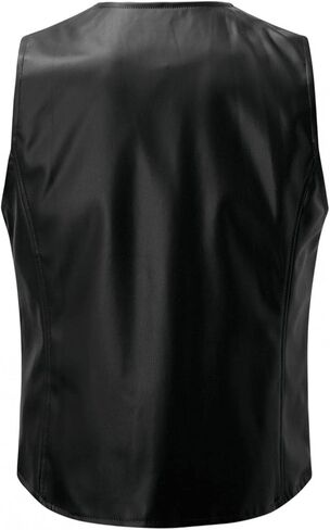 Vintage Leather Vest for Men Casual V Neck Button Down Waistcoat Slim Fit Western Cowboy Vest Sleeveless Jacket Winter in Kuwait