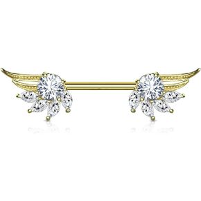 إلهام Dezigns زوج من الحلمة الدائرية ذات أجنحة الملاك الدائرية من Marquise CZ in Kuwait