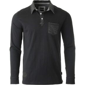 ZIMEGO Men's Casual Polo Shirts – Long Sleeve Vintage Retro Color Dyed Chest Pocket Pique Collared T-Shirt Tops in Saudi Arabia
