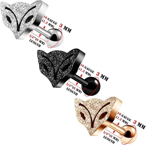 BIG GAUGES Pair of 316L Surgical Steel Anodized 1.2mm 1/4 (6mm) Tragus Helix Cartilage Piercing Jewelry CZ Crystal Earring Lobe in Saudi Arabia