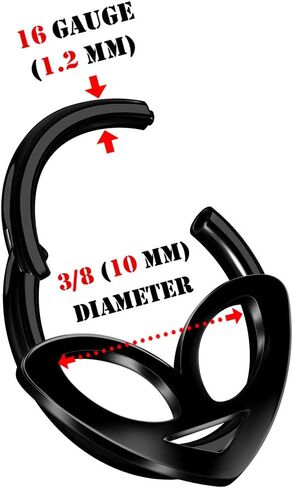 BIG GAUGES Pair of Anodized 316L Surgical Steel Alien Hinged Segment Nose Hoop Ring Piercing Cartilage Helix Septum Tragus Jewelry in Kuwait