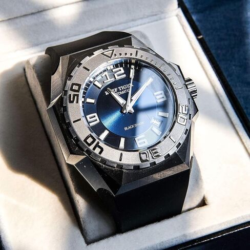 Reef Tiger/RT Blue Dial Mens Big Sport Mechanical Watches Steel Case Automatic Dive Watches RGA6903 in Kuwait