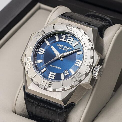 Reef Tiger/RT Blue Dial Mens Big Sport Mechanical Watches Steel Case Automatic Dive Watches RGA6903 in Kuwait