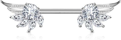 إلهام Dezigns زوج من الحلمة الدائرية ذات أجنحة الملاك الدائرية من Marquise CZ in Kuwait