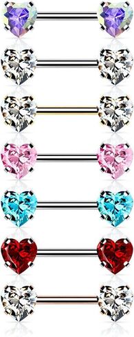 Covet Jewelry 316L Surgical Steel Threadless Push in Nipple Barbells with Prong Set Heart CZ Ends in Saudi Arabia