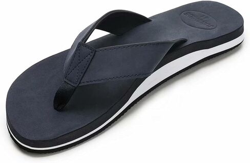 JUNSHIDE Men's Leather Sandals Comfortable Arch Support Flip Flops Indoor and Outdoor Beach Shoes in Saudi Arabia