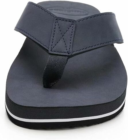 JUNSHIDE Men's Leather Sandals Comfortable Arch Support Flip Flops Indoor and Outdoor Beach Shoes in Saudi Arabia