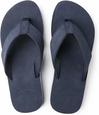 JUNSHIDE Men's Leather Sandals Comfortable Arch Support Flip Flops Indoor and Outdoor Beach Shoes in Saudi Arabia