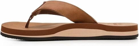 JUNSHIDE Men's Leather Sandals Comfortable Arch Support Flip Flops Indoor and Outdoor Beach Shoes in Saudi Arabia
