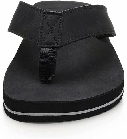JUNSHIDE Men's Leather Sandals Comfortable Arch Support Flip Flops Indoor and Outdoor Beach Shoes in Saudi Arabia