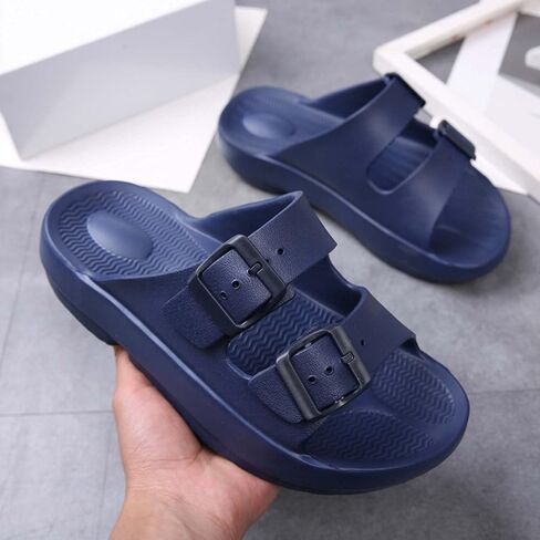 Unisex Flat Slide Sandals Platform Slippers Comfort Footbed Adjustable Slides Double Buckle Slip On EVA Summer Shoes in Kuwait