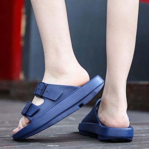 Unisex Flat Slide Sandals Platform Slippers Comfort Footbed Adjustable Slides Double Buckle Slip On EVA Summer Shoes in Kuwait