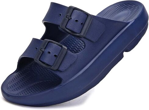 Unisex Flat Slide Sandals Platform Slippers Comfort Footbed Adjustable Slides Double Buckle Slip On EVA Summer Shoes in Kuwait