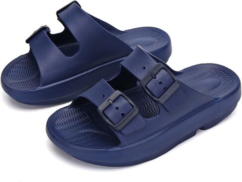 Unisex Flat Slide Sandals Platform Slippers Comfort Footbed Adjustable Slides Double Buckle Slip On EVA Summer Shoes in Kuwait