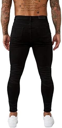 Jeans For Men - Skinny Jeans Stretch Black Ripped Pants Denim - Pantalones De Hombre in Saudi Arabia