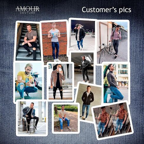 Jeans For Men - Skinny Jeans Stretch Black Ripped Pants Denim - Pantalones De Hombre in Saudi Arabia