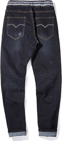 Men Extra Large Size Jeans Stretch Waist High Elastic Jeans Designer Drawstring Straight Denim Pants Mens Casual Trousers,Dark Blue,XXL in Saudi Arabia