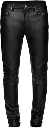 Leather Jeans, Biker Style, Skinny Pants, Men in Black, Basic 5 Pocket Skin Tight in Saudi Arabia