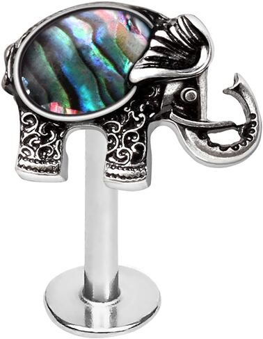 Amelia Fashion 16 Gauge Abalone Shell Elephant Labret 316L Stainless Steel in Saudi Arabia