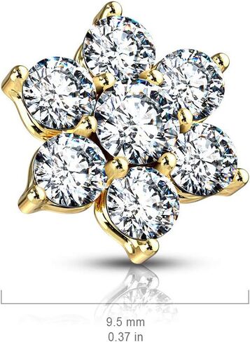7 CZ Flower Internally Threaded Dermal Top in Saudi Arabia