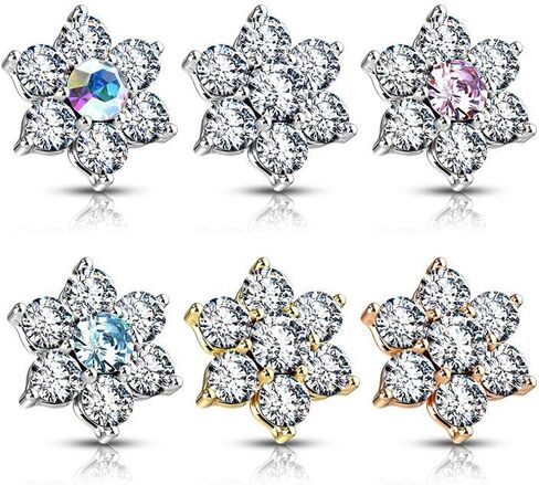 7 CZ Flower Internally Threaded Dermal Top in Saudi Arabia
