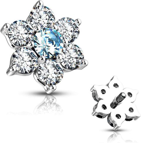 7 CZ Flower Internally Threaded Dermal Top in Saudi Arabia