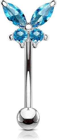 Covet Jewelry Butterfly CZ Prong Top 316L Surgical Steel 16GA Eyebrow Ring/Curved Barbell in Saudi Arabia