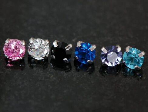 6 Pcs Tiny Prong CZ Gem Dermal Anchors Top 3mm Piercing Jewelry 14G in Saudi Arabia