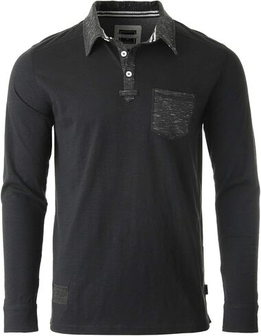 ZIMEGO Men's Casual Polo Shirts – Long Sleeve Vintage Retro Color Dyed Chest Pocket Pique Collared T-Shirt Tops in Kuwait