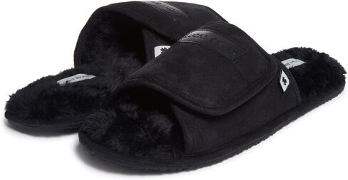 Lucky Brand Mens Microsuede Memory Foam Open Toe Slippers, Cool Adjustable Strap Indoor Outdoor House Sliders for Men in Kuwait
