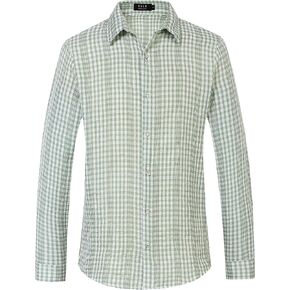 SSLR-Mens-Dress-dress-قمصان-قميص منقوش مخطط بأكمام طويلة وأزرار سفلية in Kuwait
