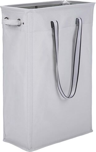 Cloth Clothes Basket, Caroeas 24" Handy Hanging Laundry Baskets Tall & Slim Hamper Collapsible Travel Laundry basket with Breathable Mesh Cover & Soft Handle Laundry Hamper (Beige1) in Saudi Arabia