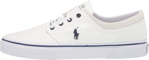 POLO RALPH LAUREN حذاء رياضي قماشي Faxon X منخفض الأعلى أبيض/نيوبورت كحلي 13 D (M) in Kuwait