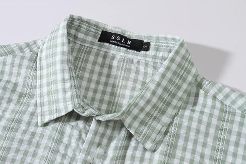 SSLR-Mens-Dress-dress-قمصان-قميص منقوش مخطط بأكمام طويلة وأزرار سفلية in Kuwait