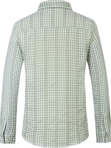 SSLR-Mens-Dress-dress-قمصان-قميص منقوش مخطط بأكمام طويلة وأزرار سفلية in Kuwait