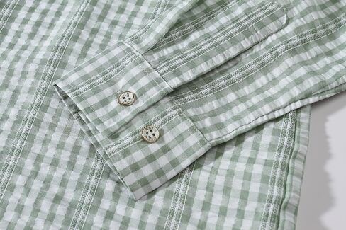 SSLR-Mens-Dress-dress-قمصان-قميص منقوش مخطط بأكمام طويلة وأزرار سفلية in Kuwait