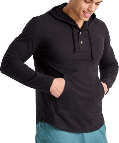 سترة بغطاء رأس جيرسي خفيفة الوزن للرجال من Hanes Originals، سويت شيرت قطني بغطاء للرأس مع ياقة هينلي in Kuwait