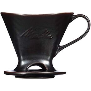 Melitta 1 Cup Porcelain Pour-Over Cone Coffeemaker, Glossy Black