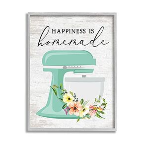 Stupell Industries Happiness is Homemade Phrase Floral Kitchen Stand Mixer, Designed by Lettered and Lined Gray Framed Wall Art, 16 x 20, Multi-Color in Saudi Arabia